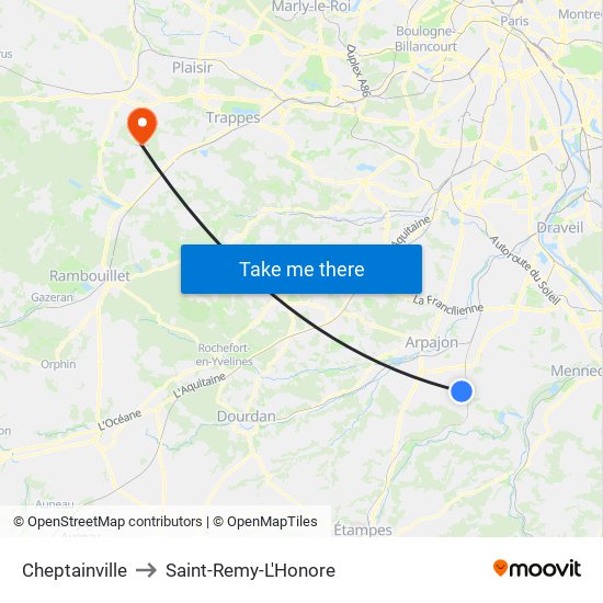 Cheptainville to Saint-Remy-L'Honore map