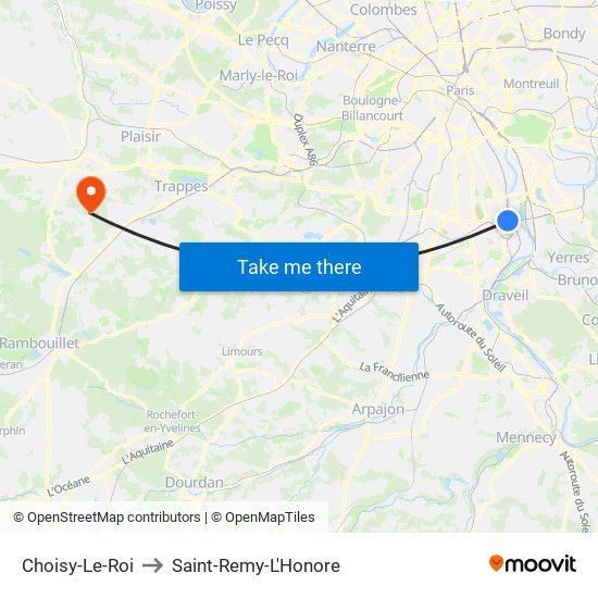 Choisy-Le-Roi to Saint-Remy-L'Honore map