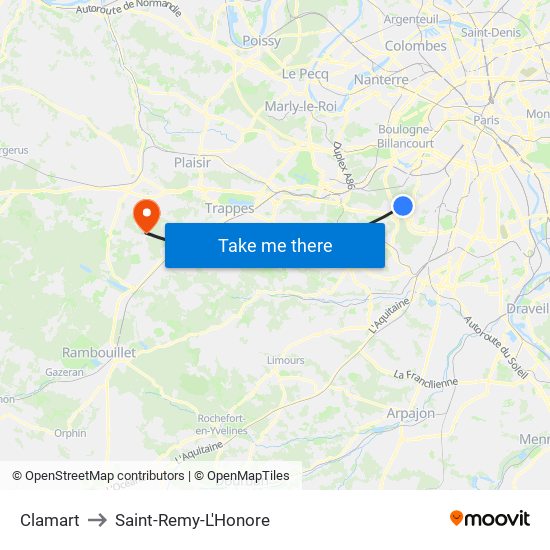 Clamart to Saint-Remy-L'Honore map