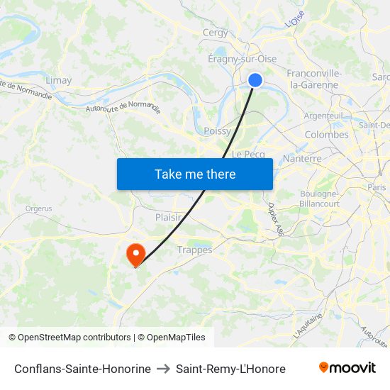 Conflans-Sainte-Honorine to Saint-Remy-L'Honore map