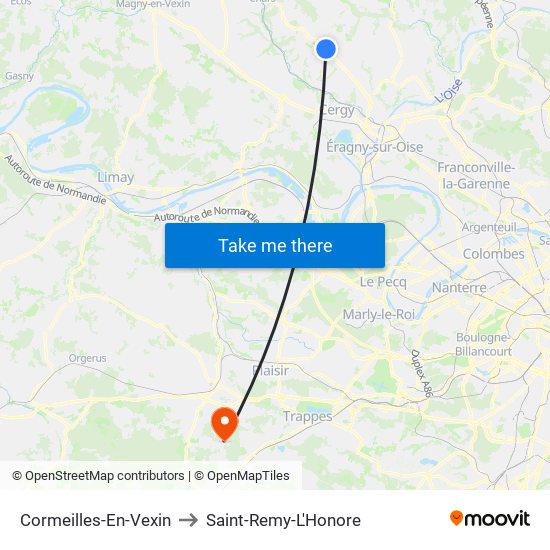 Cormeilles-En-Vexin to Saint-Remy-L'Honore map