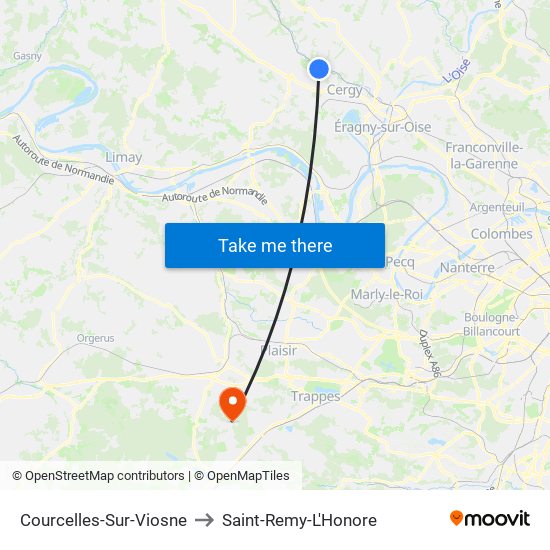 Courcelles-Sur-Viosne to Saint-Remy-L'Honore map