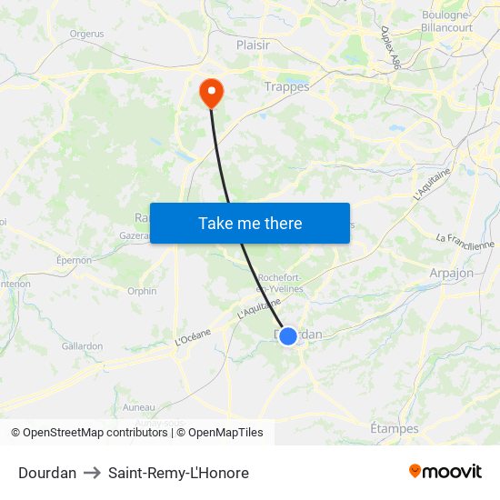Dourdan to Saint-Remy-L'Honore map