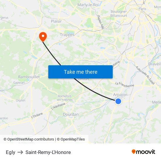Egly to Saint-Remy-L'Honore map