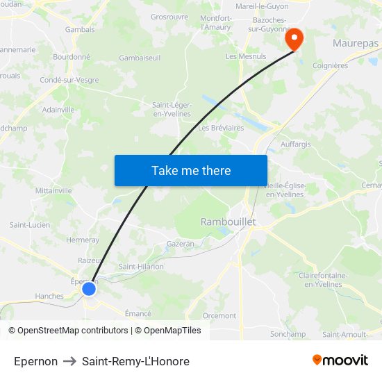 Epernon to Saint-Remy-L'Honore map