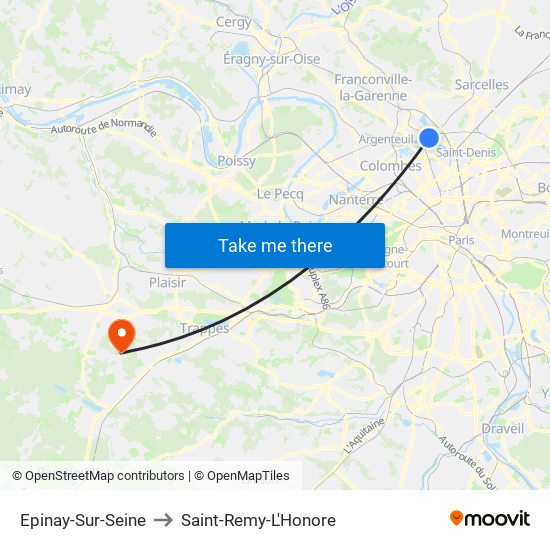 Epinay-Sur-Seine to Saint-Remy-L'Honore map