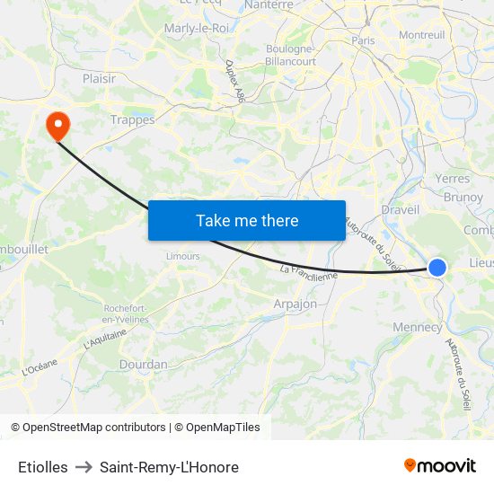 Etiolles to Saint-Remy-L'Honore map