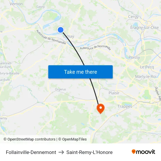 Follainville-Dennemont to Saint-Remy-L'Honore map