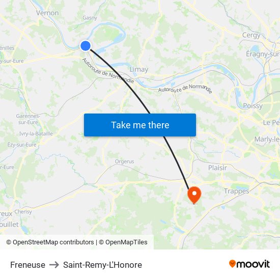 Freneuse to Saint-Remy-L'Honore map