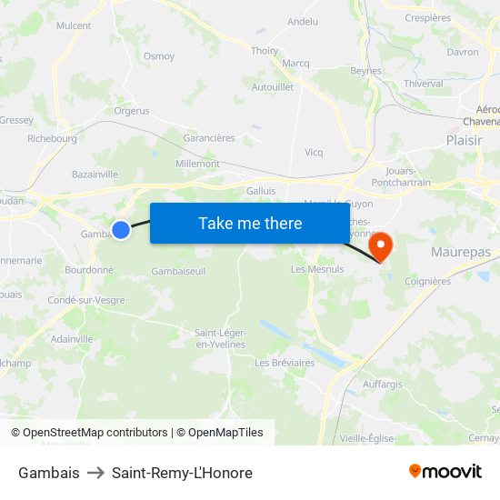 Gambais to Saint-Remy-L'Honore map
