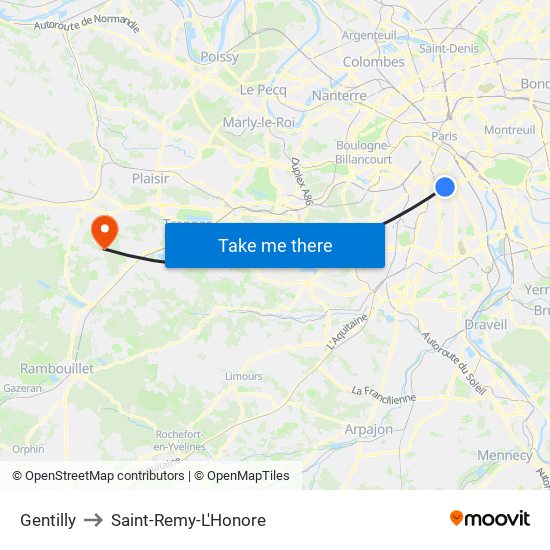 Gentilly to Saint-Remy-L'Honore map