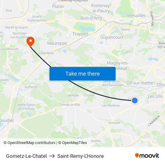 Gometz-Le-Chatel to Saint-Remy-L'Honore map