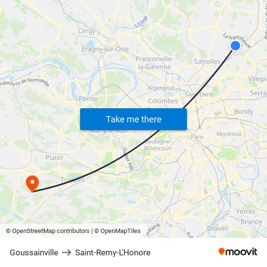 Goussainville to Saint-Remy-L'Honore map