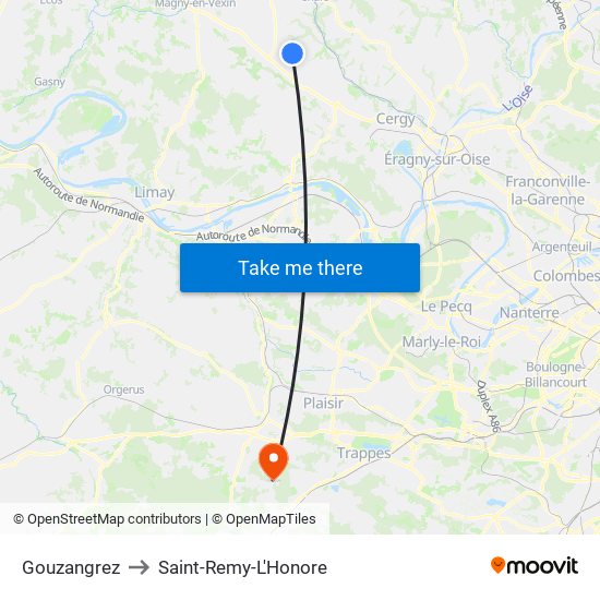 Gouzangrez to Saint-Remy-L'Honore map