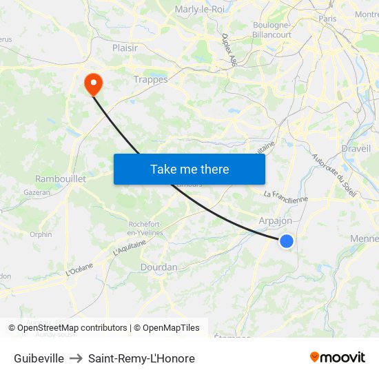 Guibeville to Saint-Remy-L'Honore map