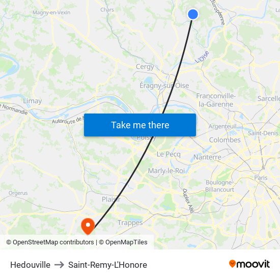 Hedouville to Saint-Remy-L'Honore map