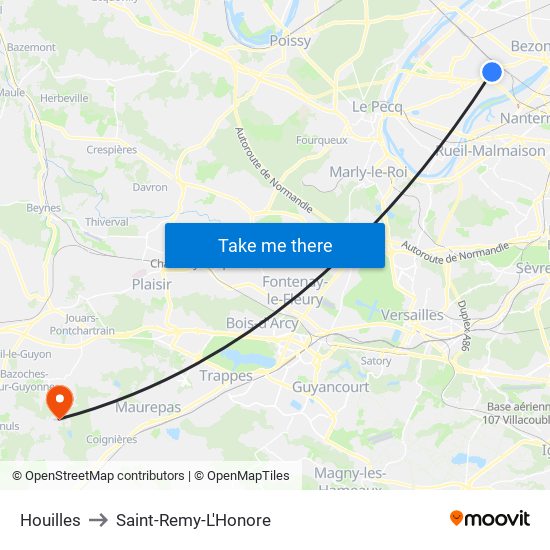 Houilles to Saint-Remy-L'Honore map