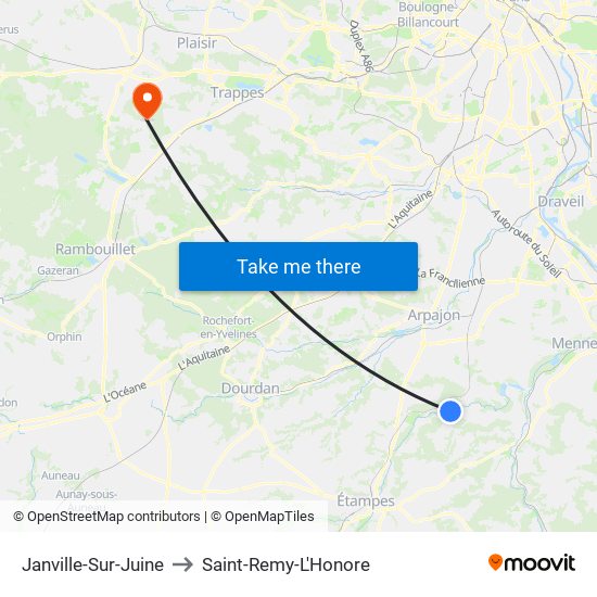 Janville-Sur-Juine to Saint-Remy-L'Honore map