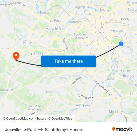 Joinville-Le-Pont to Saint-Remy-L'Honore map
