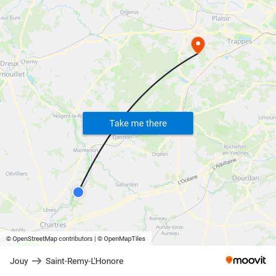 Jouy to Saint-Remy-L'Honore map