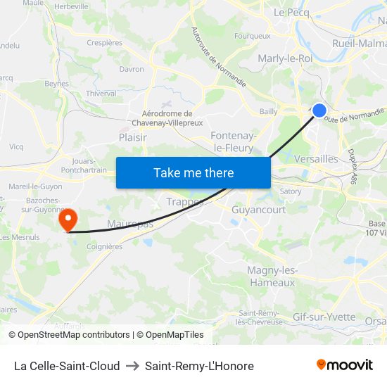 La Celle-Saint-Cloud to Saint-Remy-L'Honore map
