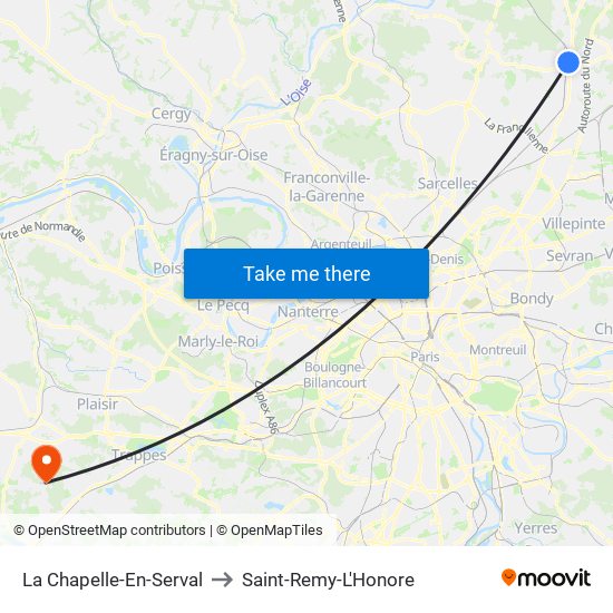 La Chapelle-En-Serval to Saint-Remy-L'Honore map