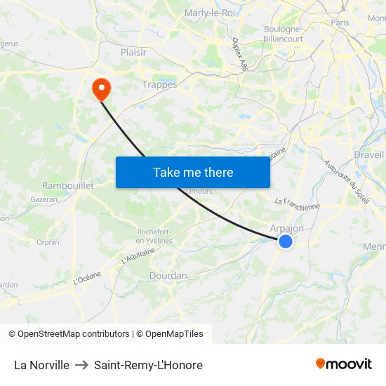 La Norville to Saint-Remy-L'Honore map