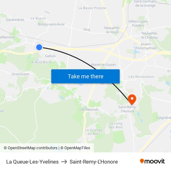 La Queue-Les-Yvelines to Saint-Remy-L'Honore map