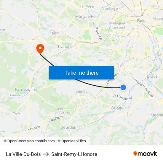 La Ville-Du-Bois to Saint-Remy-L'Honore map