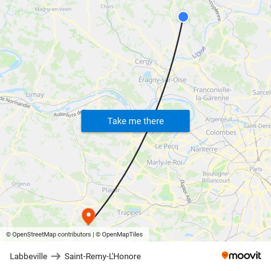 Labbeville to Saint-Remy-L'Honore map
