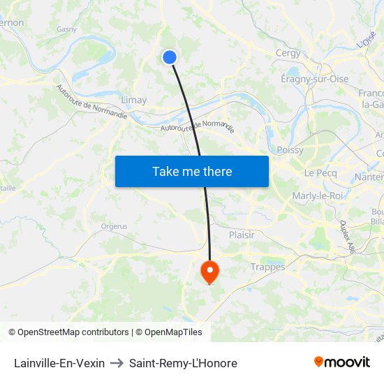 Lainville-En-Vexin to Saint-Remy-L'Honore map