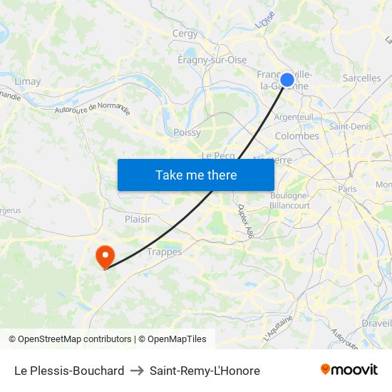 Le Plessis-Bouchard to Saint-Remy-L'Honore map