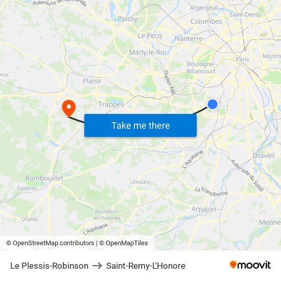 Le Plessis-Robinson to Saint-Remy-L'Honore map