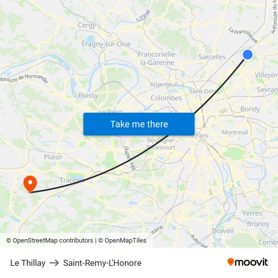 Le Thillay to Saint-Remy-L'Honore map