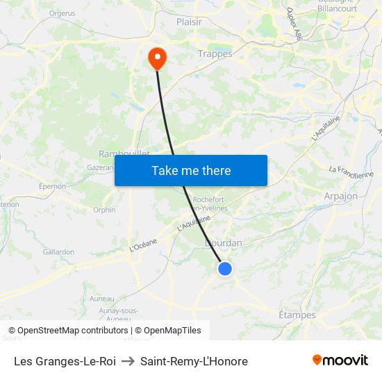 Les Granges-Le-Roi to Saint-Remy-L'Honore map