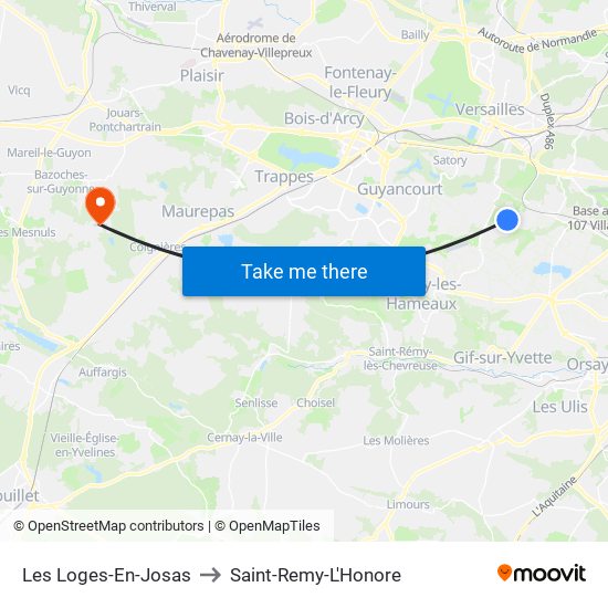 Les Loges-En-Josas to Saint-Remy-L'Honore map
