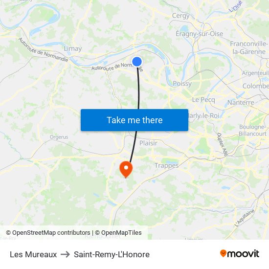 Les Mureaux to Saint-Remy-L'Honore map