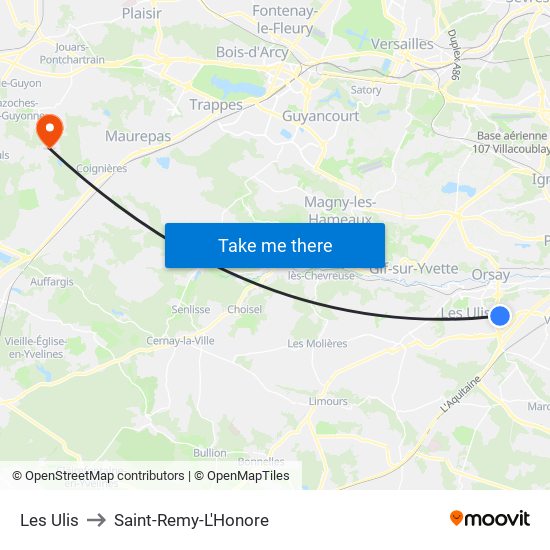 Les Ulis to Saint-Remy-L'Honore map