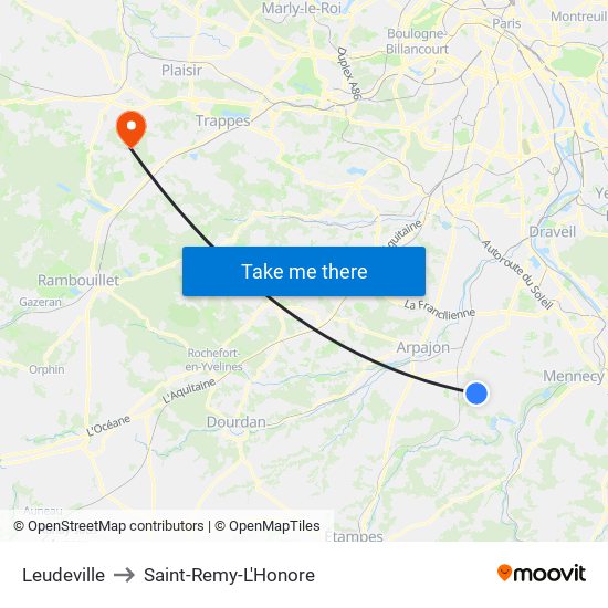 Leudeville to Saint-Remy-L'Honore map