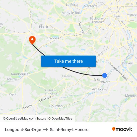 Longpont-Sur-Orge to Saint-Remy-L'Honore map