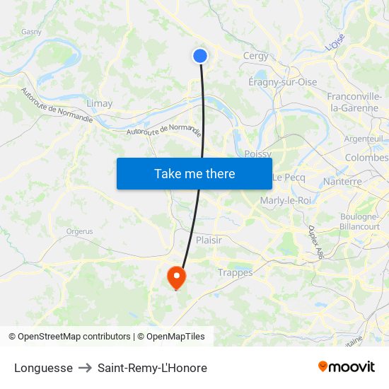 Longuesse to Saint-Remy-L'Honore map