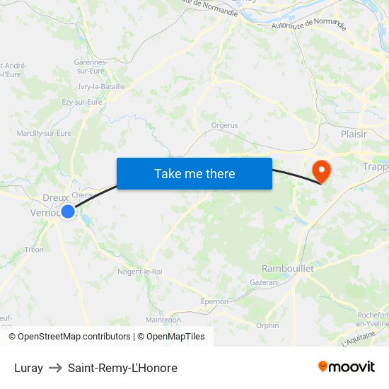 Luray to Saint-Remy-L'Honore map