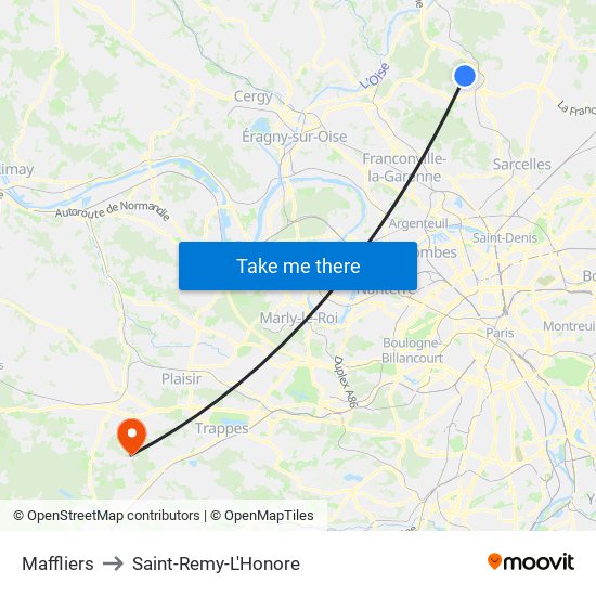 Maffliers to Saint-Remy-L'Honore map