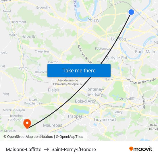 Maisons-Laffitte to Saint-Remy-L'Honore map