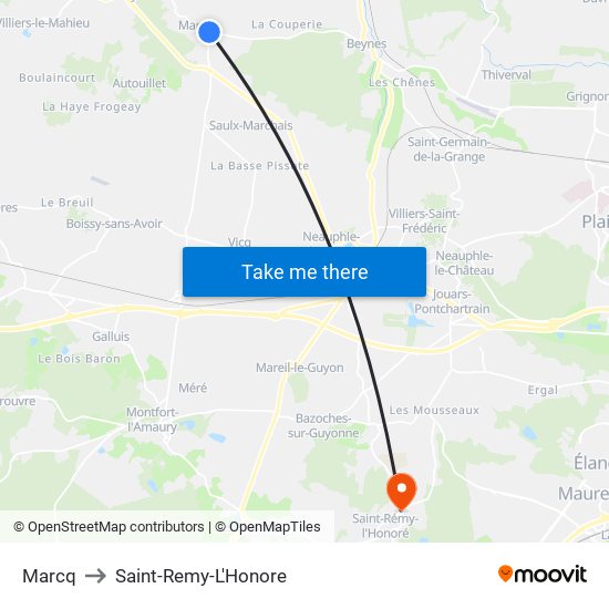 Marcq to Saint-Remy-L'Honore map