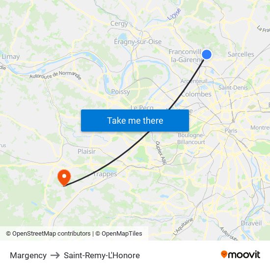 Margency to Saint-Remy-L'Honore map