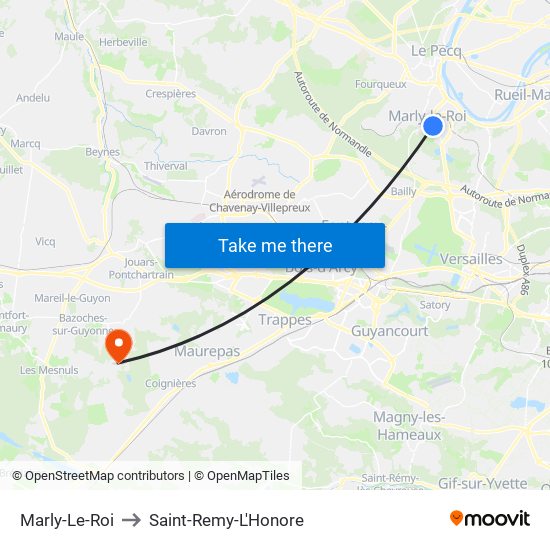 Marly-Le-Roi to Saint-Remy-L'Honore map