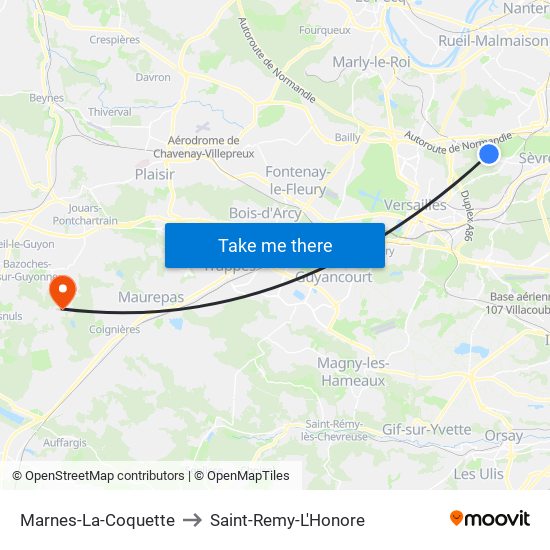 Marnes-La-Coquette to Saint-Remy-L'Honore map