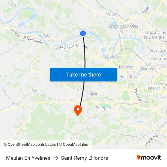 Meulan-En-Yvelines to Saint-Remy-L'Honore map