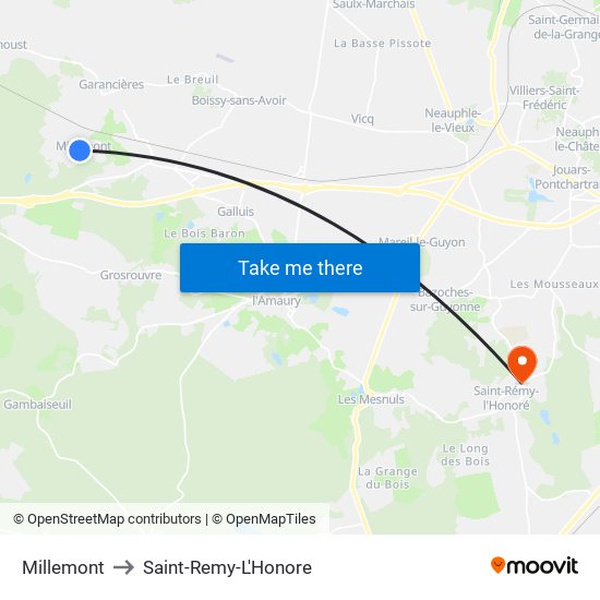 Millemont to Saint-Remy-L'Honore map